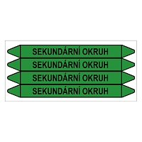 Značení potrubí, sekundární okruh,4 ks, 250 × 26 mm